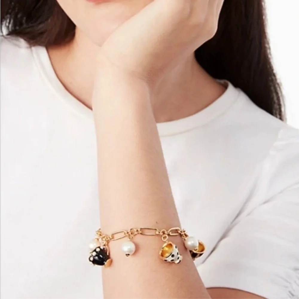 Kate Spade alice in wonderland teacup charm bracelet - Picture 2 of 5